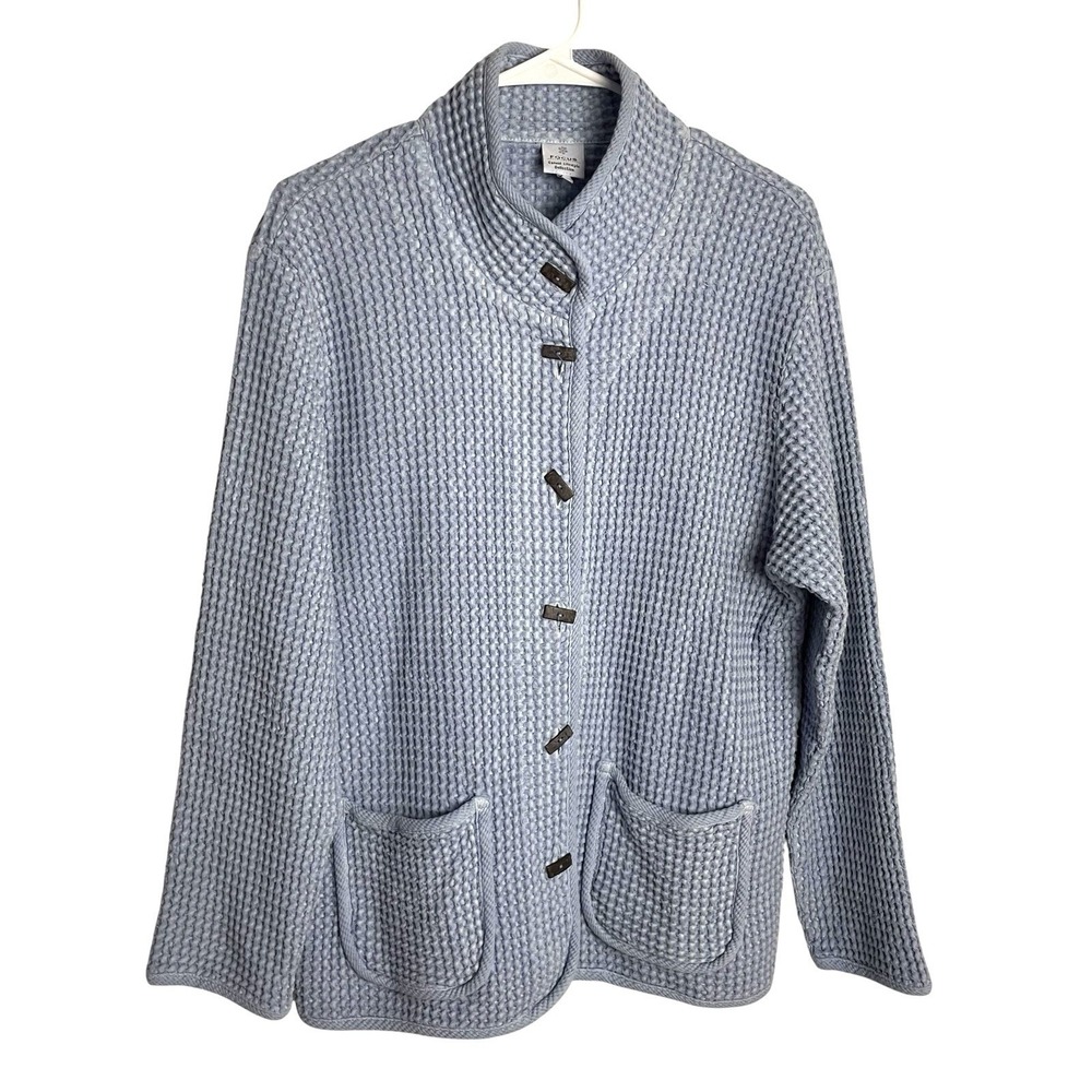 Focus Casual Life Womens Waffle Knit Cardigan Size M Lilac Grandma Cottagecore